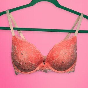Victorias Secret pink & white lace bra